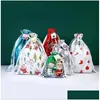 Envoltura de regalo Feliz Navidad Papá Noel Dstring Goodie Candy Bag Fiesta Festivel Treat Presenta Embalaje Drop Delivery Home Garden Fes Dhyni