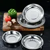 Dinnerware Sets 8 Pcs Stainless Steel Disc Baking Pans Barbecue Plate Grill Containers Round Dishes Steak Kitchen Gadget