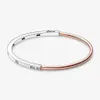 2023 New Charm designer Bracelet Rose Gold Ring Earrings for Women DIY fit Pandoras Signature Two tone Intertwined Circles Necklace Clavicle chain Fashion Gift