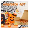 Dekoracja imprezy światło świece Halloween Dyniowa Pająk Net LED Tealight Flimeless Latterns Bateria Orange Black Drop D Dhjgf