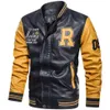 Pilot Pilot Kurtka skórzana Hombre Haft Baseball Jackets Men Letter Stand Okoł Pu skórzane płaszcze Hip Hop Plus Size 4xl x062283r