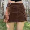 Spódnice Letnie dżinsowe przygotowanie mini plisowana sukienka seksowna akademicka dziewczyna brązowa miniskirt street moda retro spódnica G220605 L230912