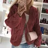 Cardigan tricoté chaud à fil épais et rugueux pour femme, pull-over de souhait, automne/hiver, européen et américain, 2023