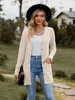 Women's Sweaters Fashion Short Coat for Women Autumn and Winter Frayed Pit Strips Solid Long Sleeve Button Pocket Cardigan Jacket 230911