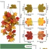 Dekorativa blommor kransar Simated Maple Leaf Vine Wall Hanging Autumn Party Rattan Harvest Festival Halloween Decor Q230825 Drop Deli Dhuak