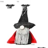 Other Festive Party Supplies Halloween Decorations Grey Beard Cloak Dolls With Black Bat Hat Faceless Dwarf Doll Atmosphere Props Orna Dhqtp