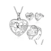 Ensembles de bijoux de mariage Ensembles de bijoux en trois pièces en forme de coeur en argent sterling 925 de haute qualité Dfmss743 Vente directe d'usine Mariage Ne Dhojl