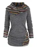 Dames Hoodies Sweatshirts Tribal Geometrisch Gestreept Paneel Gebreide Top met Capuchon Lange mouwen Mock Button Gebreid Dames Casual Etnisch Top Met Kap 230911