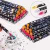 Doting Tools 12sts Crayon Wax Doting Pen 3 Color Pencil Nail Art Självhäftande Rhinestones ädelstenar Borrning Picking Picker Tips Nagelverktyg 230912