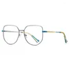 Zonnebril Frames 53mm Blauw Licht Blokkeren vrouwen Cat Eye Metalen Brilmontuur Vrouwelijke Anti Stralingsbescherming Brillen 3052