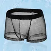 Boxers pour hommes en maille respirante fine avec taille basse, design convexe en U, sous-vêtements anti-septiques doux pour un confort toute la journée