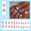 False Nails 24Pcs/Set Nail French Light Blue Glitter Fake Tips Full Cover Acrylic Art Decoration For