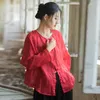 Blusas femininas manga morcego ramie mulheres verão vintage cor sólida estilo chinês único breasted luz fina protetor solar o-pescoço camisas
