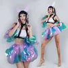 Stadium Slijtage Vrouwen Jazz Dansen Kleding Mooie Transparante Mouw Rok Gogo Dansvoorstelling Outfit Nachtclub Danser VDB7181