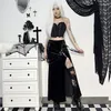 Skirts Dark Wind Sexy Slim Hundred Long High-waisted Velvet Cock-eye Webbing Split Half-body Skirt 2023