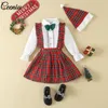 Clothing Sets Ceeniu 2-6Y Kids Christmas Outfit For Boys Girls White Necktie Shirts and Plaid Pants/Skirts Sister and Brother Matching Outfits 230912