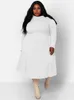 Abiti taglie forti Abiti autunnali donna Super stretch sciolto solido O collo lungo elegante maxi abito all'ingrosso 3xl 4xl 5xl 6xl