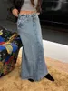 Gonne Gonne Casual Denim Maxi Gonna Solido Distressed Button 2023 Estate Classico Moda Donna Streetwear Punk Chic Femminile Lungo Falda L230912