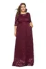 Plus storlek klänningar elegant kvinnlig festklänning 6xl broderi mesh maxi 2023 hösten långärmad ihålig kvinnlig vestido