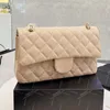 Designer bags Chain Bag plaid flap 7A CF caviar shoulder handbag gold silver chain leather double letter solid color buckle square stripe lady chanel messenger