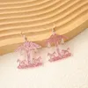 Boucles d'oreilles cheval carrousel en acrylique, pendentif goutte de princesse Feng Shui en forme de cœur pour fille