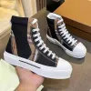 Burberyy Casual Burberr Best Shoes Quality Luxury Brand Mens Designer и Womens High Top Conteakers Ткани классическая плед