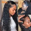 28inch Lace Closure Wigs Peruvian Water Wave 4x4 Lace Closure Long Human Hair Wigs for Black Women Water Wave 180% Density224r