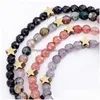 Con cuentas Colorf Natural Facetado Ágata Cuentas Hebras Pulsera 4 mm Piedra Hombre Mujer Joyería para venta al por mayor Entrega de gota Dhibg