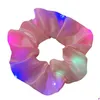 Haarschmuck Mädchen LED Leuchtende Scrunchies Haarband Pferdeschwanzhalter Kopfbedeckung Gummibänder Einfarbig 100 Stücke Drop Lieferung Produ Dhksj