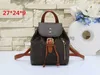 Rucksack-Stil Totes MONTSOURIS Rucksack Frau klassische Blume Mode Leder Reisetasche Designer Schnalle Krawatte Seil Rucksäcke Turtledove Sperone