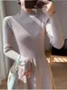 Casual Dresses Coigarssam Fashion Chic Long Knit Women Sweater Autumn Winter Elegant Warm Midi Dress Parted Party