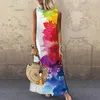 Urban Sexy sukienki Vintage kwiatowe nadruk dla kobiet bez rękawów Sumer Summer Lats Casual Beach Long Sukienka Panie Bohemia Maxi Party Vestidos 230911