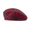 Designer Fashion Women Beret Hats Autumn Winter Retro Plaid Striped Boy Painter Newsboy Caps Adjustable Rope