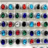 Band Rings New 30 Pieces/Lot Mix Style Crystal Band Ring Antique Sier Acrylic Jewelry Fit Womens Men Gifts Drop Delivery Dhfro