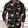 Mannen Casual Shirts PLstar Cosmos Dier Flamingo Papegaai 3D Gedrukt Mode Lange Mouw Button Down Lente Revers Shirt CXS38