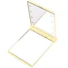 Miroir de maquillage à 8 Led avec lumière grossissante, petite poche Portable de voyage rose noir blanc, miroirs de vanité cosmétiques pliables