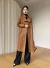 Skórzanie damskie 2023 Rzeczywista kurtka Koreańska koreańska płaszcz paska długie kurtki do owczej skóry na odzież Chaqueta de Cuero Mujer ZM2226