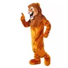 Costume de mascotte de Lion en fourrure longue marron, combinaison de spectacle de marionnette de bête poilue