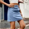 Kjolar glcmyaya eleganta kvinnor sommar denim kort kjol mode oregelbunden midja sexig mini jeans casual kvinnliga kläder