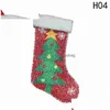 Décorations de Noël Chaussettes Paillettes 20x40 cm Santa Bas Claus Bonhomme de neige Arbre de Noël Sac cadeau Livraison directe Maison Jardin Fête Festive Su Dhk20