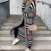 Women's Knits Tees Spring Knitted Cardigan Women Striped Patchwork Autumn Winter Elegant Long Outerwear Maxi Y2k Sweater Coat Soft Jacket 230912