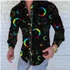 Camisas casuales para hombres Estilo punk Seda Satén Mariposa dorada Impresión Solapa Masculina Slim Fit Manga larga Camisa de fiesta de flores Tops284a