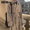 Men 'blandningar IEFB slitage 2023 Autumn Fashion Double Breasted kläder Male Long Coat Loose Overcoat Trend Handsome Casual Windbreak 230912