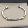 Gioielli di moda di design Bracciale intrecciato in oro X Bracciale in oro con nastro 925 Braccialetti intrecciati con croce Bracciale con diamanti Zircone Regalo di compleanno di lusso per gioielli da donna DF34