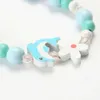 2pcs/Set Cartoon Jewelry Sets Cute Pattern Natural Wood Beads Fashion Necklace Bracelet For Children Jewelry Birthday Gift