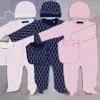 Baby Strampler Neugeborene Overalls Neugeborenen Sets Designer Marke Mädchen Mädchen Kleidung Brief Kostüm Overalls Overall Kinder Bodysuit für Babys Hut Lätzchen v16X #