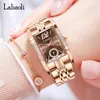 Montres-bracelets LABAOLI Rectangle Cadran carré Femmes Bracelet en acier inoxydable Montres pour dames Quartz Poignet Rouge Femme Horloge 230911