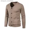 Chandails pour hommes Chandails pour hommes Mode Tricoté Cardigan Pull Casual Vneck Couleur Unie Bouton Tricots Hommes Hauts 230830 L230912