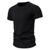 Men's T Shirts 2023 Men Summer T-shirt Short Sleeves Round Neck Solid Color Pullover Slim Fit Thin Soft Breathable Comfortable Top