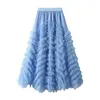 تنورات النساء S Multilayer Ruffles Tulle Skirt A-Line Cauty مرنة Cake Cake Long Party